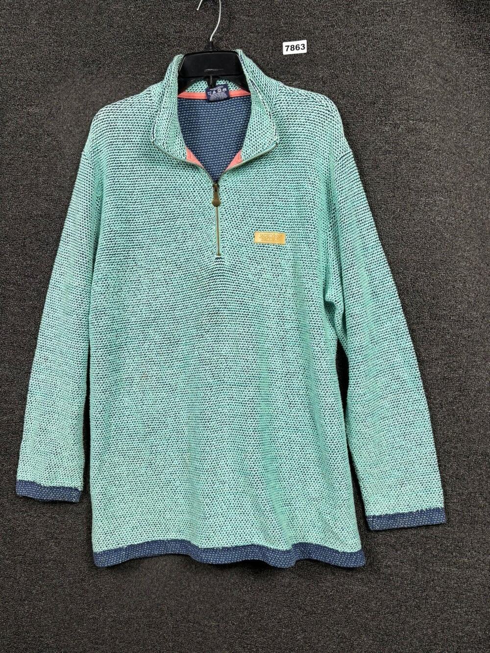 Jadelynn Brooke Sweater Womens XL Green Knit 1/4 Zip Mock Neck Logo Pullover